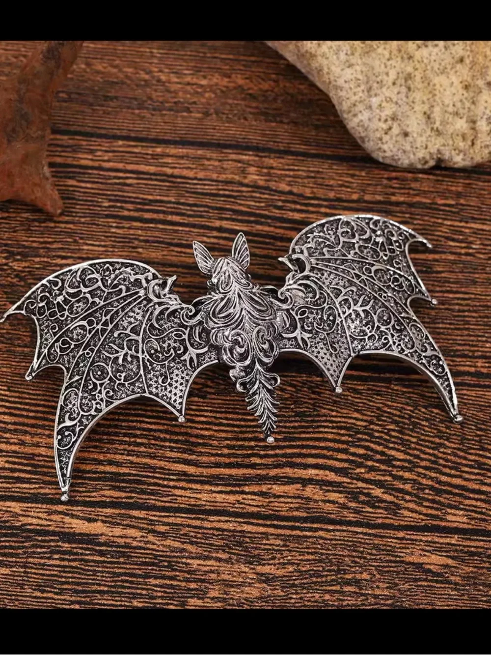 Gothic Silver Bat Hair Clip
